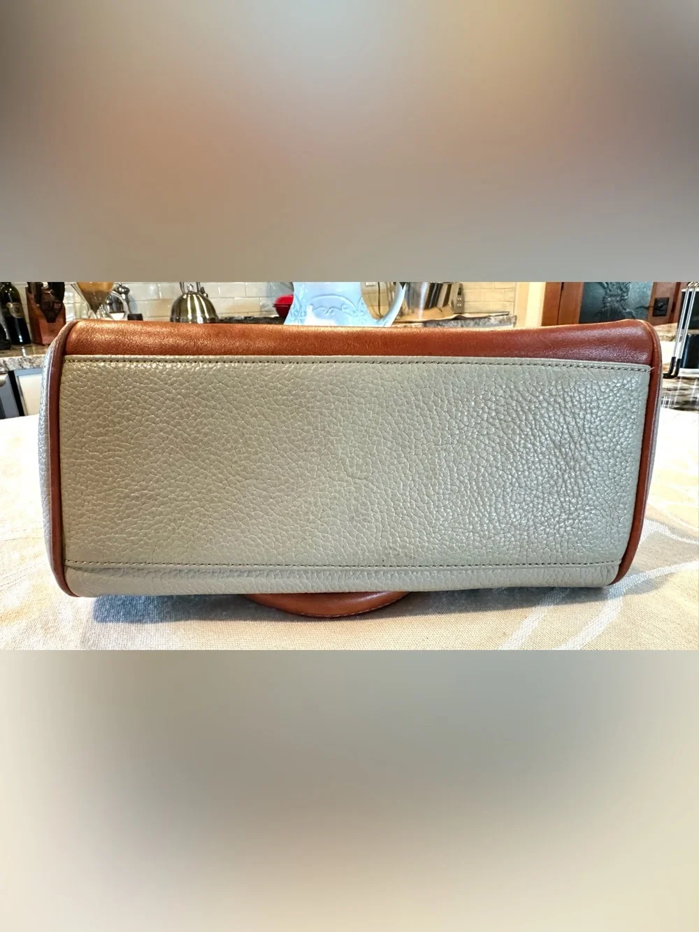 Liz Claiborne Genuine Leather Satchel Crossbody Bag Taupe Brown